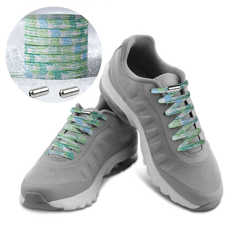 Casual Elastic Lock No-Tie Shoelaces Glitter Bamboo Green