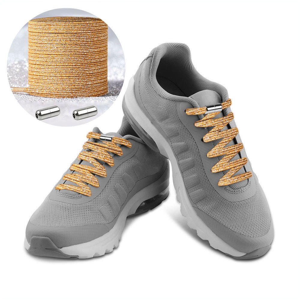 Casual Elastic Lock No-Tie Shoelaces Glitter Gold