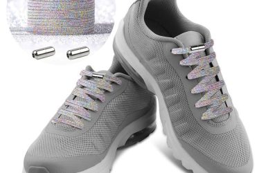 Casual Elastic Lock No-Tie Shoelaces Glitter Multicolour White