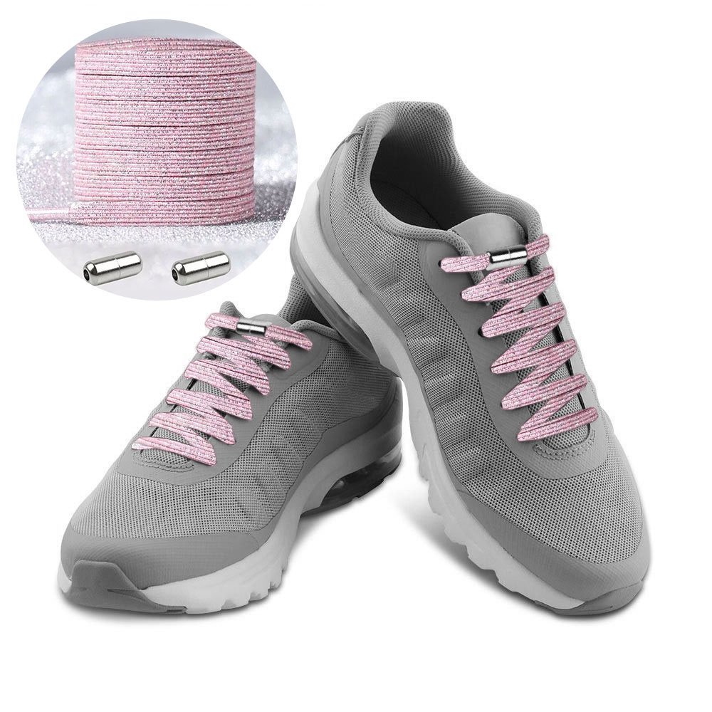 Casual Elastic Lock No-Tie Shoelaces Glitter Pink