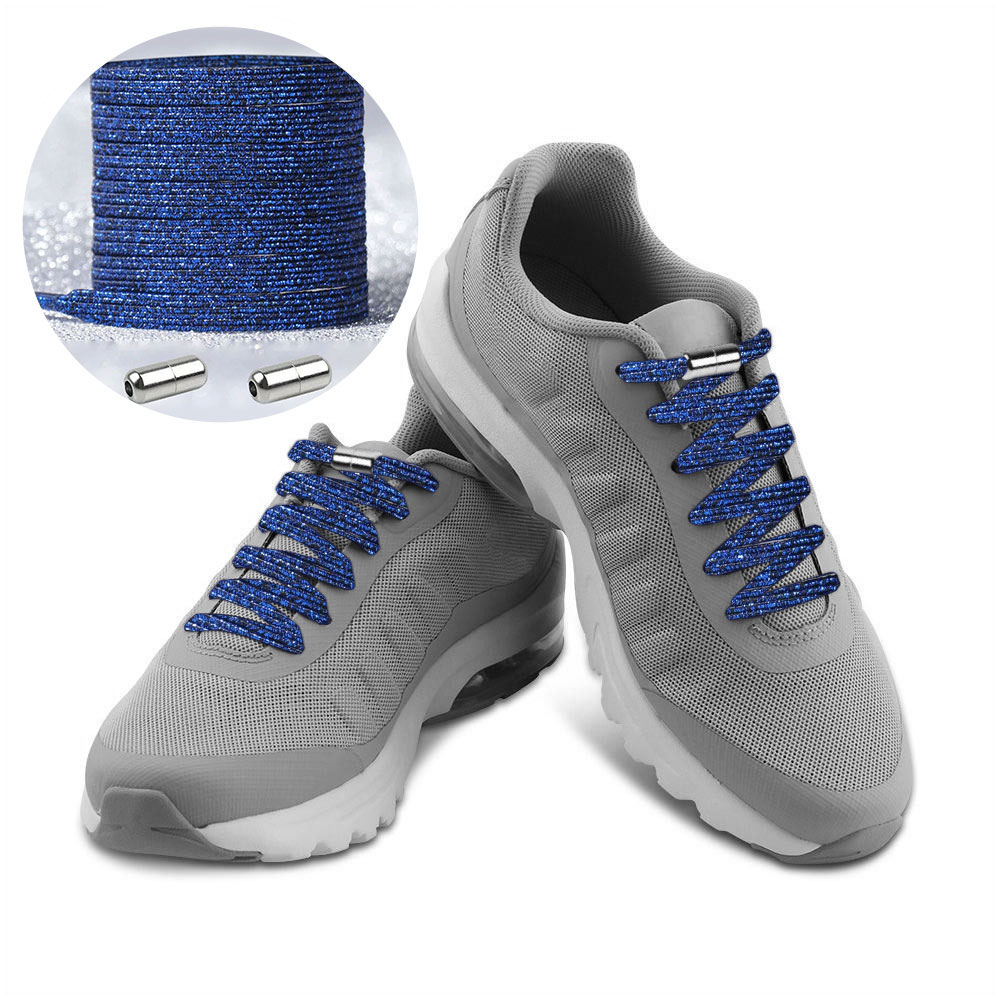 Casual Elastic Lock No-Tie Shoelaces Glitter Royal Blue