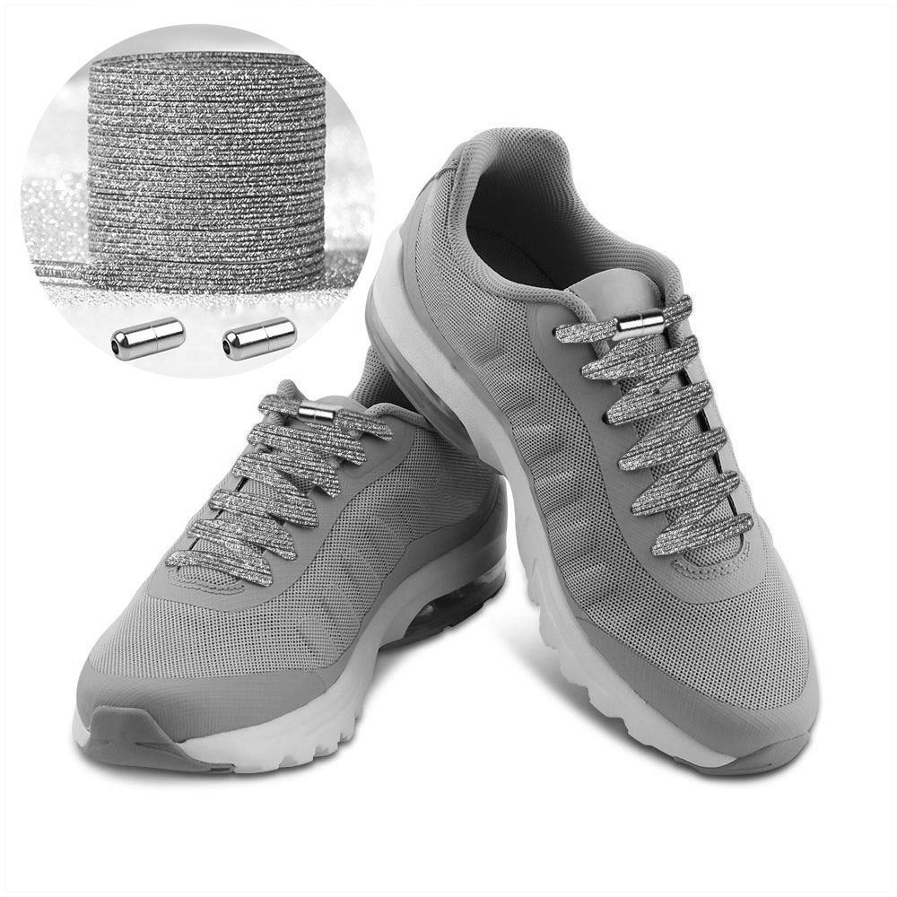 Casual Elastic Lock No-Tie Shoelaces Glitter Silver