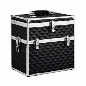 Makeup Case Organiser Professional Aluminium Silver Diamond Mirror