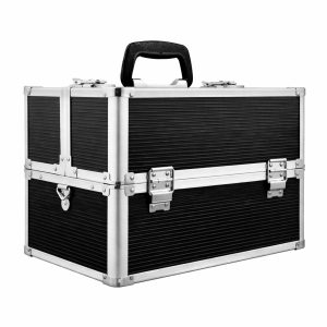 Makeup Case Organiser Travel Aluminium Black