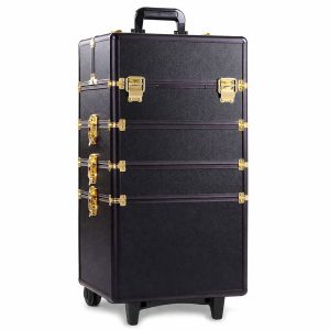 Makeup Case Organiser Trolley 7-in-1 Aluminium Black Gold