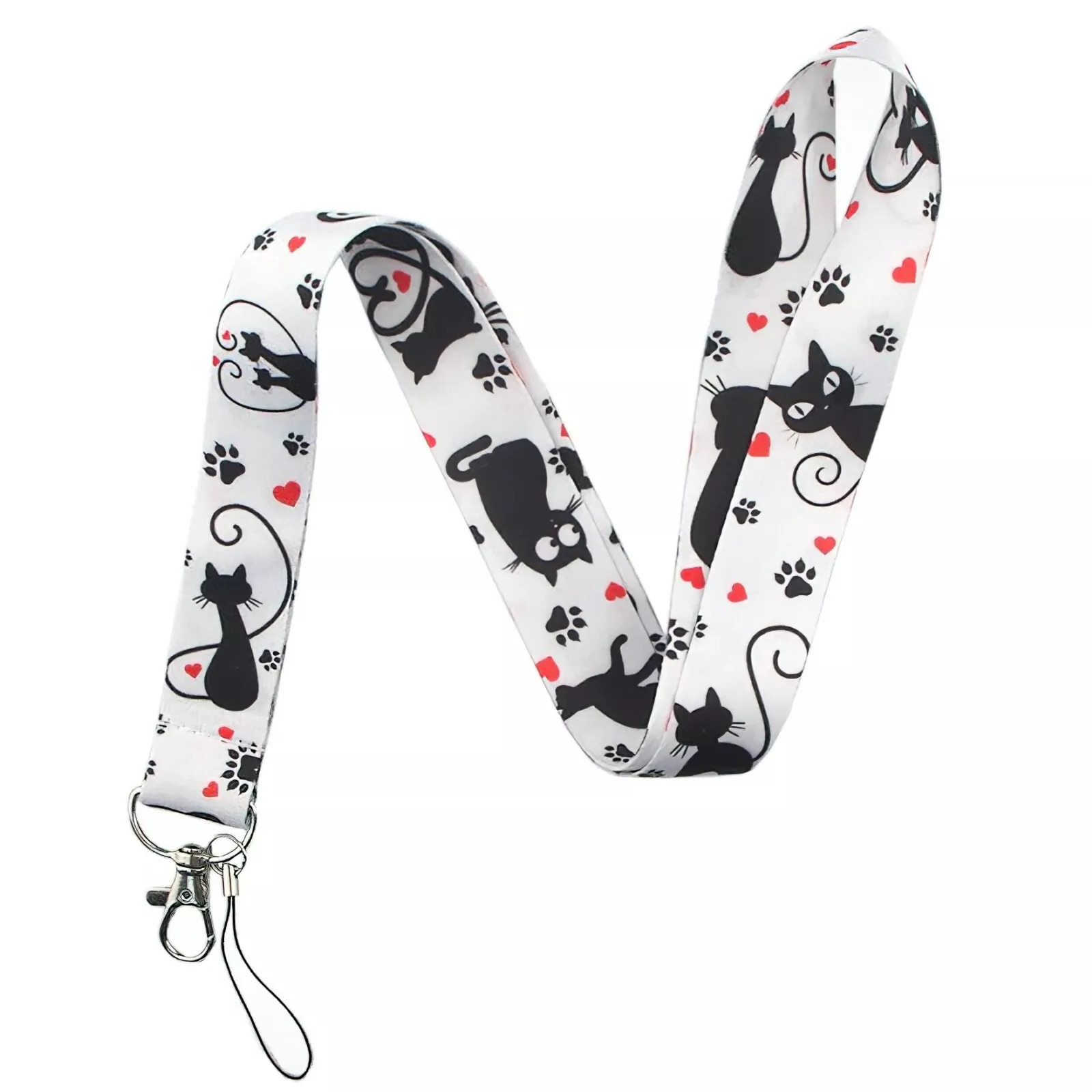 Lanyard Polyester Cruise Travel ID Black Cat Love