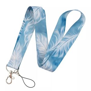 Lanyard Polyester Cruise Travel ID Feathers White
