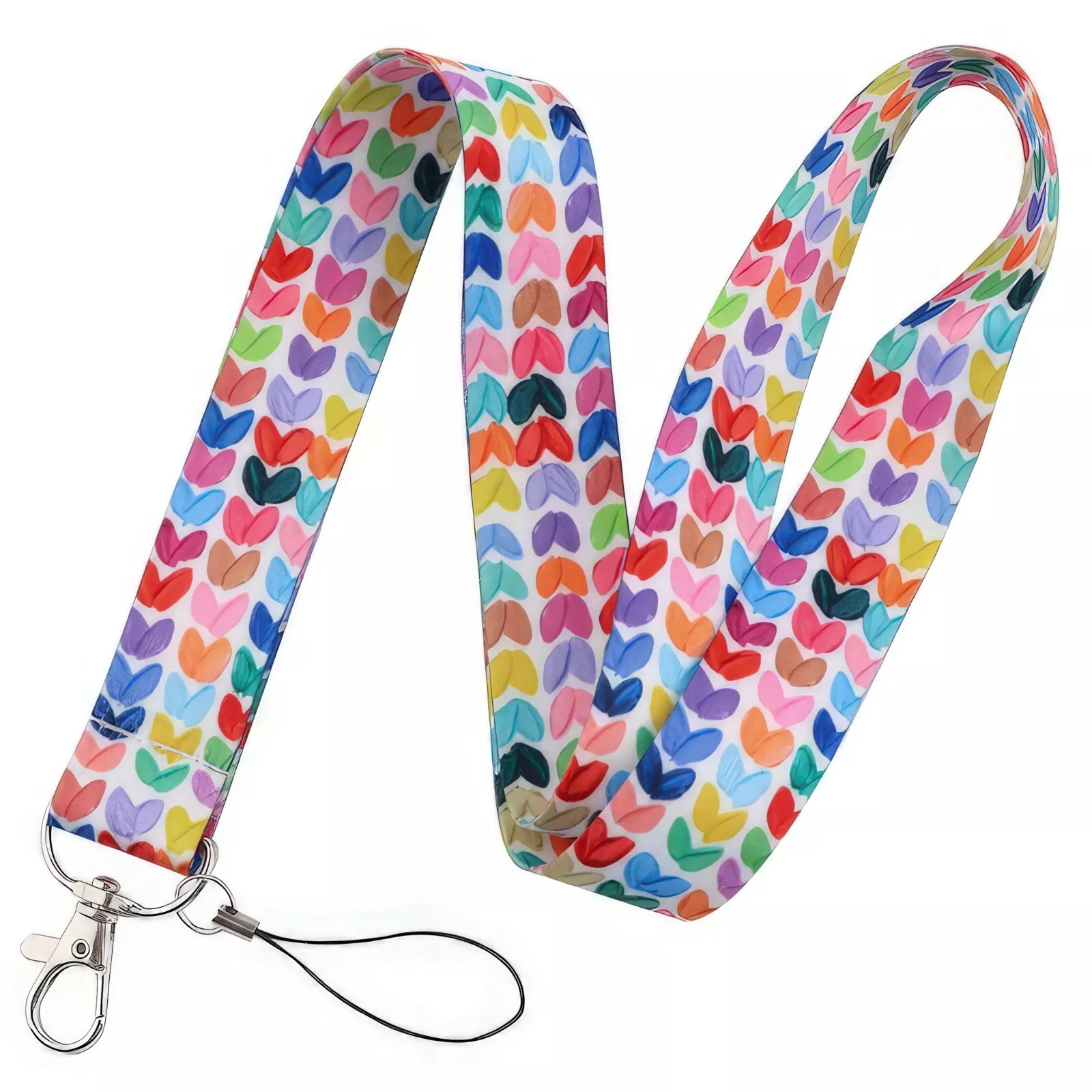 Lanyard Polyester Cruise Travel ID Hearts Painted White