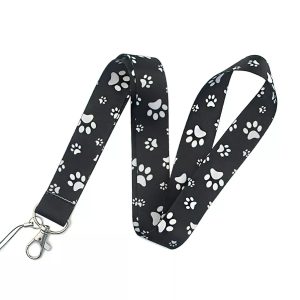 Lanyard Polyester Cruise Travel ID Paws Black
