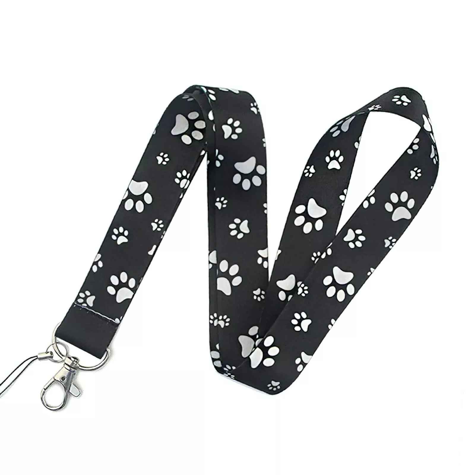 Lanyard Polyester Cruise Travel ID Paws Black