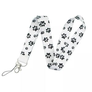 Lanyard Polyester Cruise Travel ID Paws White