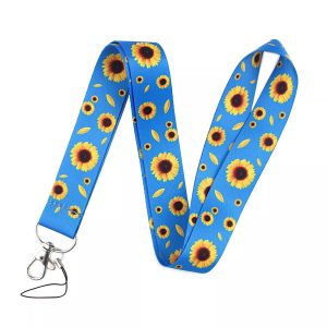Lanyard Polyester Cruise Travel ID Sunflowers Blue