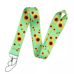 Lanyard Polyester Cruise Travel ID Sunflowers Green